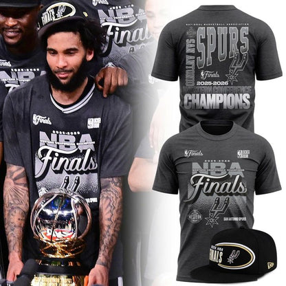 (Adult & Kids) San Antonio Spurs Black 2026 NBA Western Conference Champions Stacked Block T-Shirt