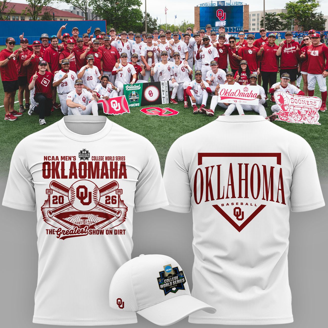 Limited edition Oklahoma Sooners 2026 Baseball College World Series "OKLAOMAHA" T-Shirt White