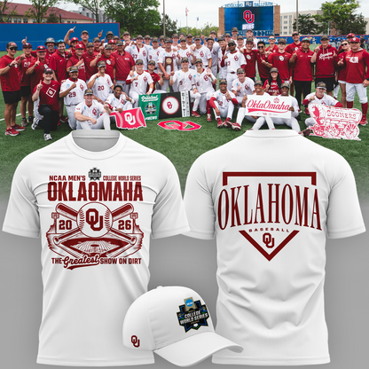 Limited edition Oklahoma Sooners 2026 Baseball College World Series "OKLAOMAHA" T-Shirt White