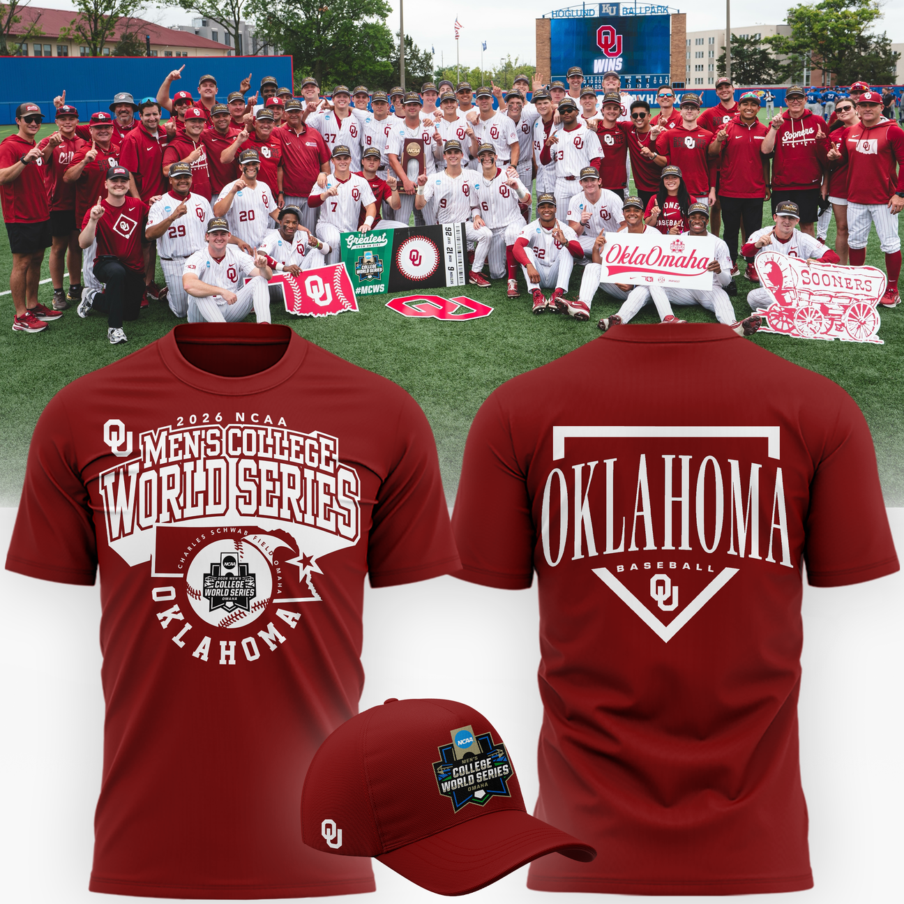 Limited edition Oklahoma Sooners 2026 Baseball College World Series "OKLAOMAHA" T-Shirt Red