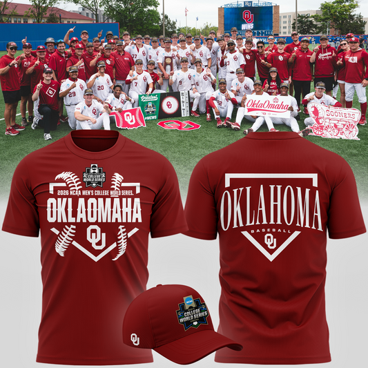 Limited edition Oklahoma Sooners 2026 Baseball College World Series "OKLAOMAHA" T-Shirt Red