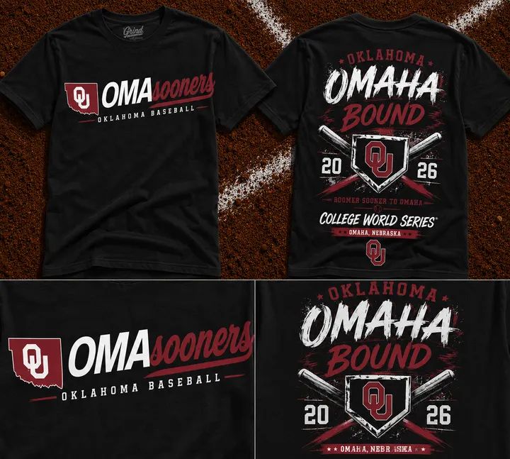 Oklahoma Sooners 2026 Baseball College World Series "OKLAOMAHA" T-Shirt Black
