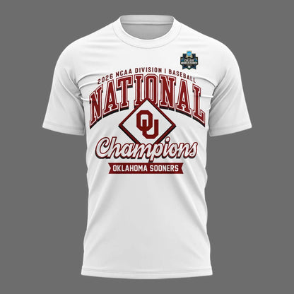 Oklahoma Sooners White 2026 NCAA Division I Baseball National Champions Locker Room T-Shirt