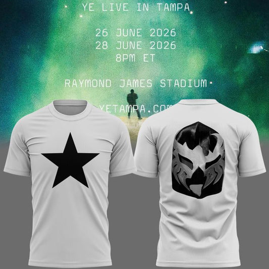 Mask White T-shirt -2026 Ye Live Concert Tour Raymondames Stadium