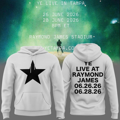 Tampa white HOODIE -2026 Ye Live Concert Tour Raymondames Stadium