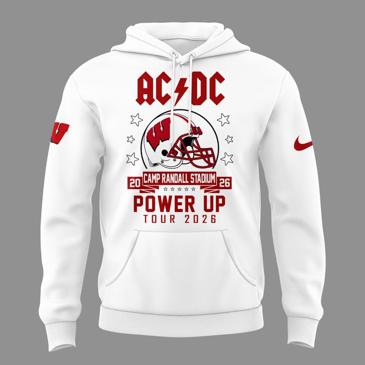 Limited Hoodie AC/DC x Wisconsin Badgers Football - Power Up Tour 2026 Hoodie