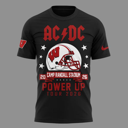 Exclusive Power Up Tour 2026 AC/DC x Wisconsin Badgers Football T-Shirt