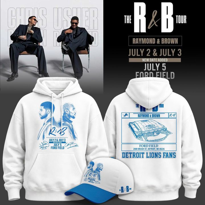 Limited Edition Hoodie Signed Chris Brown & Usher Raymond x Detroit Lions "The R&B Tour" at Ford Field (Detroit)