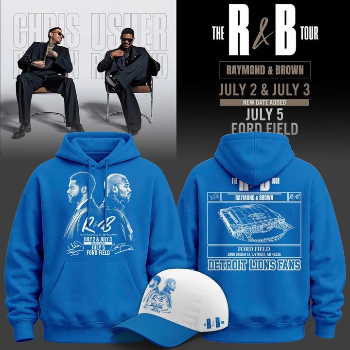 Limited Edition Hoodie Signed Chris Brown & Usher Raymond x Detroit Lions "The R&B Tour" at Ford Field (Detroit)