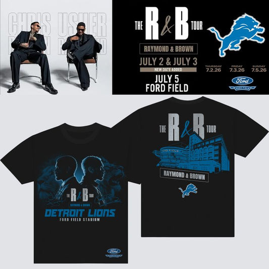 Detroit Lions x Usher & Chris Brown: The R&B Tour - Ford Field stadium Black T-shirt