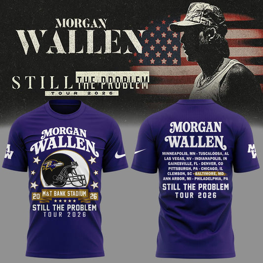 Exclusive Morgan Wallen x Baltimore Ravens - Still The Problem Tour 2026 T-Shirt