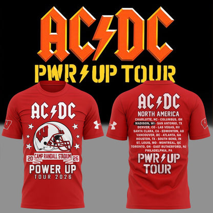 04. Exclusive AC/DC x Wisconsin Badgers Football - Power Up Tour 2026 T-Shirt