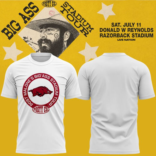 Post Malone x Arkansas Razorbacks - Limited Edition Big Ass Stadium Tour At Razorback Stadium Shirt 7