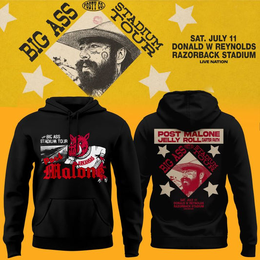 Post Malone x Arkansas Razorbacks - Limited Edition Big Ass Stadium Tour At Razorback Stadium Hoodie 2
