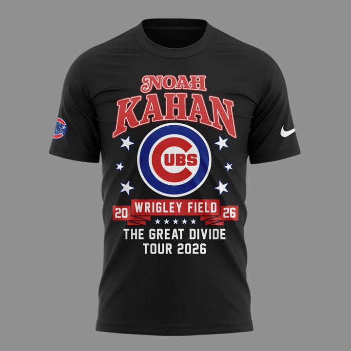 Black T-shirt Noah Kahan x Chicago Cubs - Wrigley Field Event Shirt - The Great Divide Tour 2026 T-Shirt