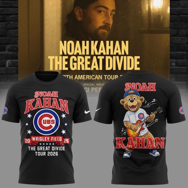 Black T-shirt Noah Kahan x Chicago Cubs - Wrigley Field Event Shirt - The Great Divide Tour 2026 T-Shirt