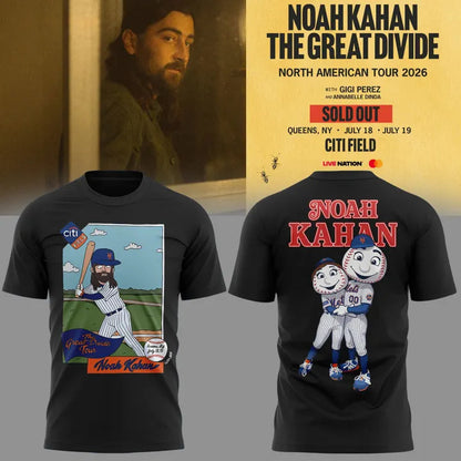 24. Exclusive Black Shirt Noah Kahan x New York Mets - The Great Divide Tour 2026 T-Shirt