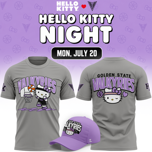 01.Limited edition Golden State Valkyries x Hello Kitty 2026 T-shirt