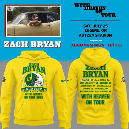 02.12. Perfect Hoodie Zach Bryan x Oregon Football - With Heaven On Tour 2026 Hoodie