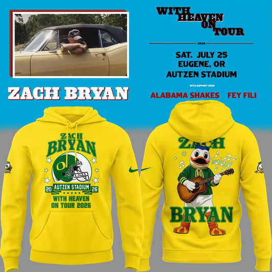 04.02. Limited Hoodie Zach Bryan x Oregon Football - With Heaven On Tour 2026 Hoodie