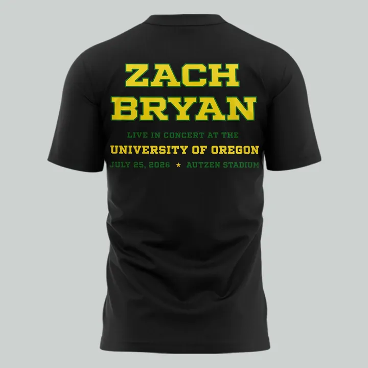02.02. Exclusive Zach Bryan x Oregon Football - With Heaven On Tour T-Shirt