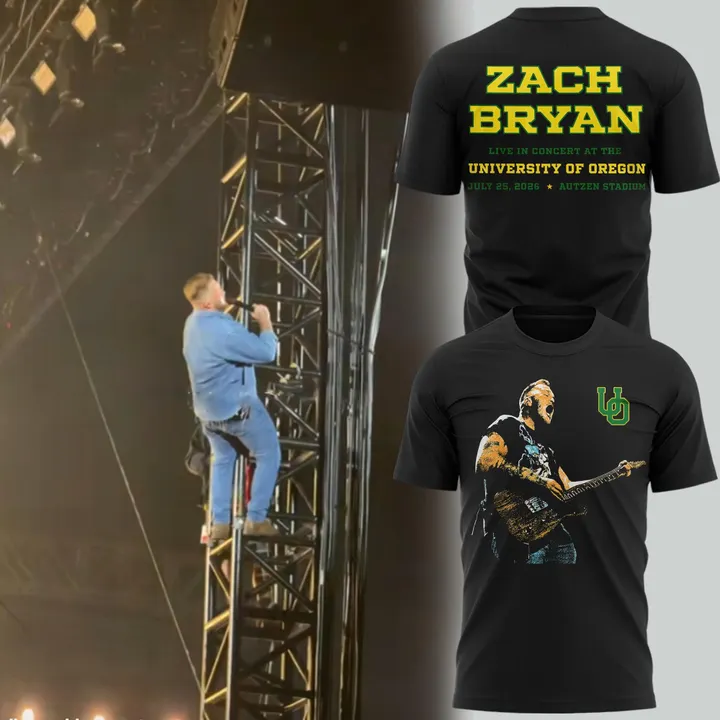 02.02. Exclusive Zach Bryan x Oregon Football - With Heaven On Tour T-Shirt