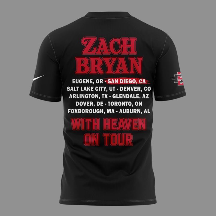01.06. Black Shirt Zach Bryan x San Diego State Football - With Heaven On Tour 2026 T-Shirt