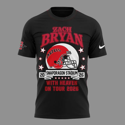 01.16. Perfect Black Shirt 2026 Zach Bryan x San Diego State Football - With Heaven On Tour 2026 T-Shirt
