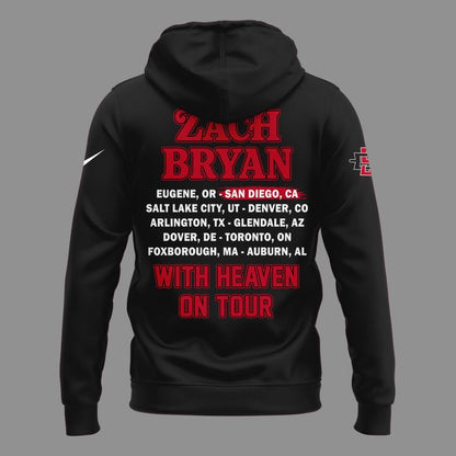 02. New Hoodie Zach Bryan x San Diego State Football - With Heaven On Tour 2026 Hoodie (Copy)