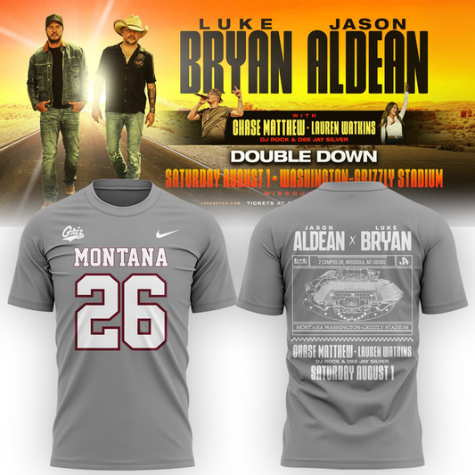 Limited Edition Montana Grizzlies x Jason Aldean And Luke Bryan White Tshirt