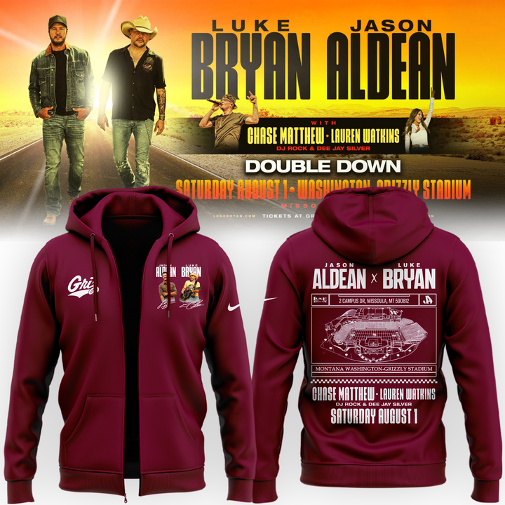 Limited Edition Montana Grizzlies x Jason Aldean And Luke Bryan Zip Hoodie