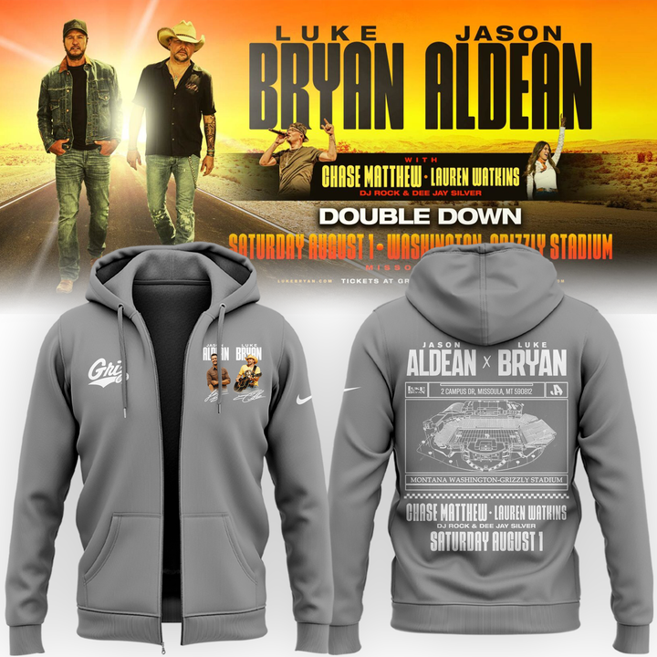 Limited Edition Montana Grizzlies x Jason Aldean And Luke Bryan Zip Hoodie