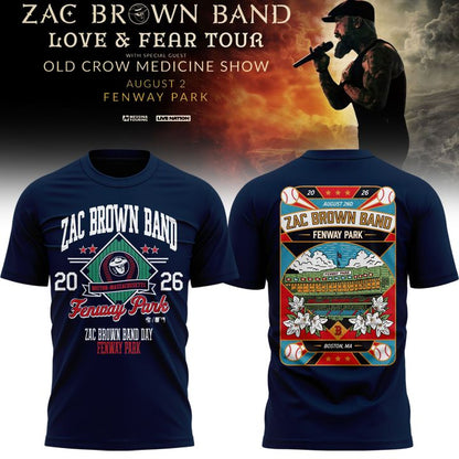 Zac Brown Band x Boston Red Sox Fenway Park - Love & Fear Tour Navy Tee