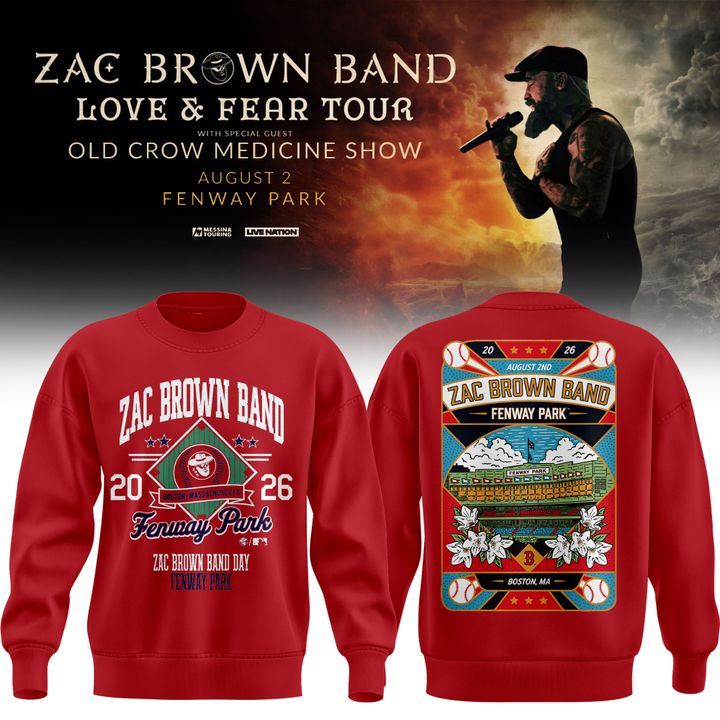Zac Brown Band x Boston Red Sox Fenway Park - Love & Fear Tour Red Sweatshirt