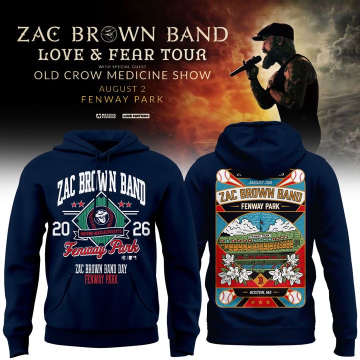 Zac Brown Band x Boston Red Sox Fenway Park - Love & Fear Tour Navy Hoodie
