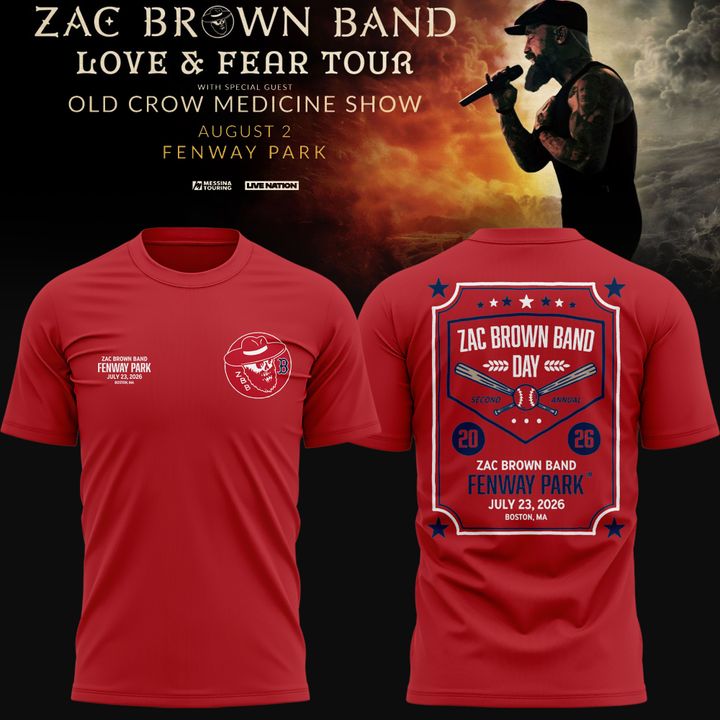 Zac Brown Band x Boston Red Sox Fenway Park - Love & Fear Tour Red Tee