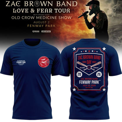 1. Zac Brown Band x Boston Red Sox Fenway Park - Love & Fear Tour Navy Tee