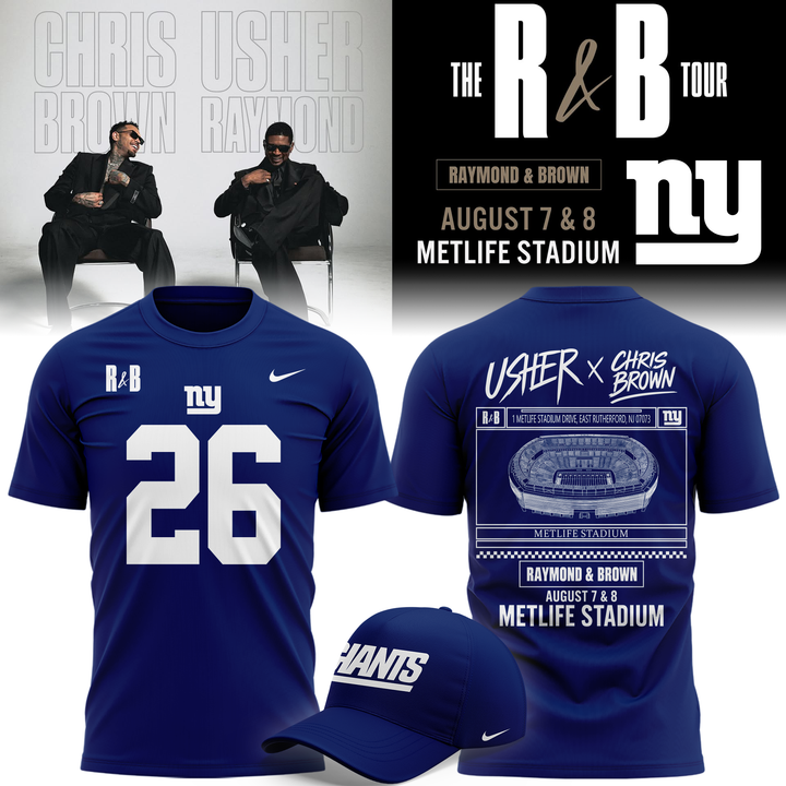Limited Edition New York Giants x Usher & Chris Brown 2026 T-shirt
