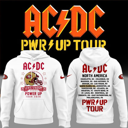 04.2. White Hoodie AC/DC - North America Power Up Tour 2026 Hoodie