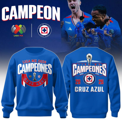 Cruz Azul 2026 Campeones Royal Blue Sweatshirt