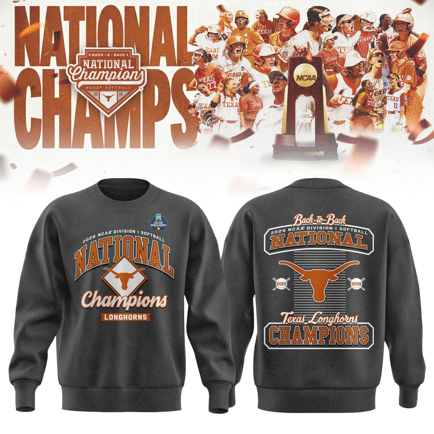 .2026 WCWS Back-To-Back National Champions Sweater