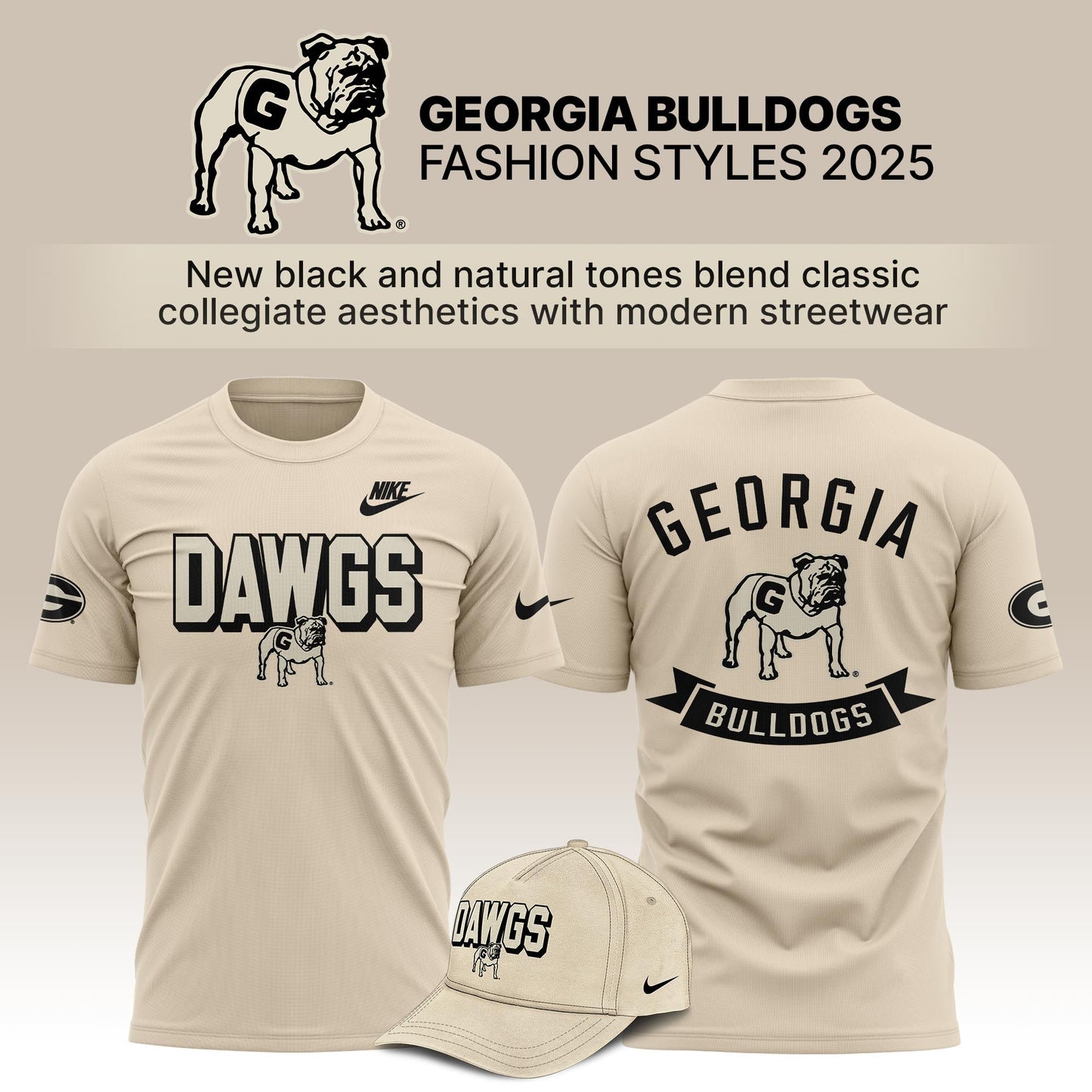 Georgia Bulldogs Bold Fashion 2025 Limited Edition TShirt - Natural