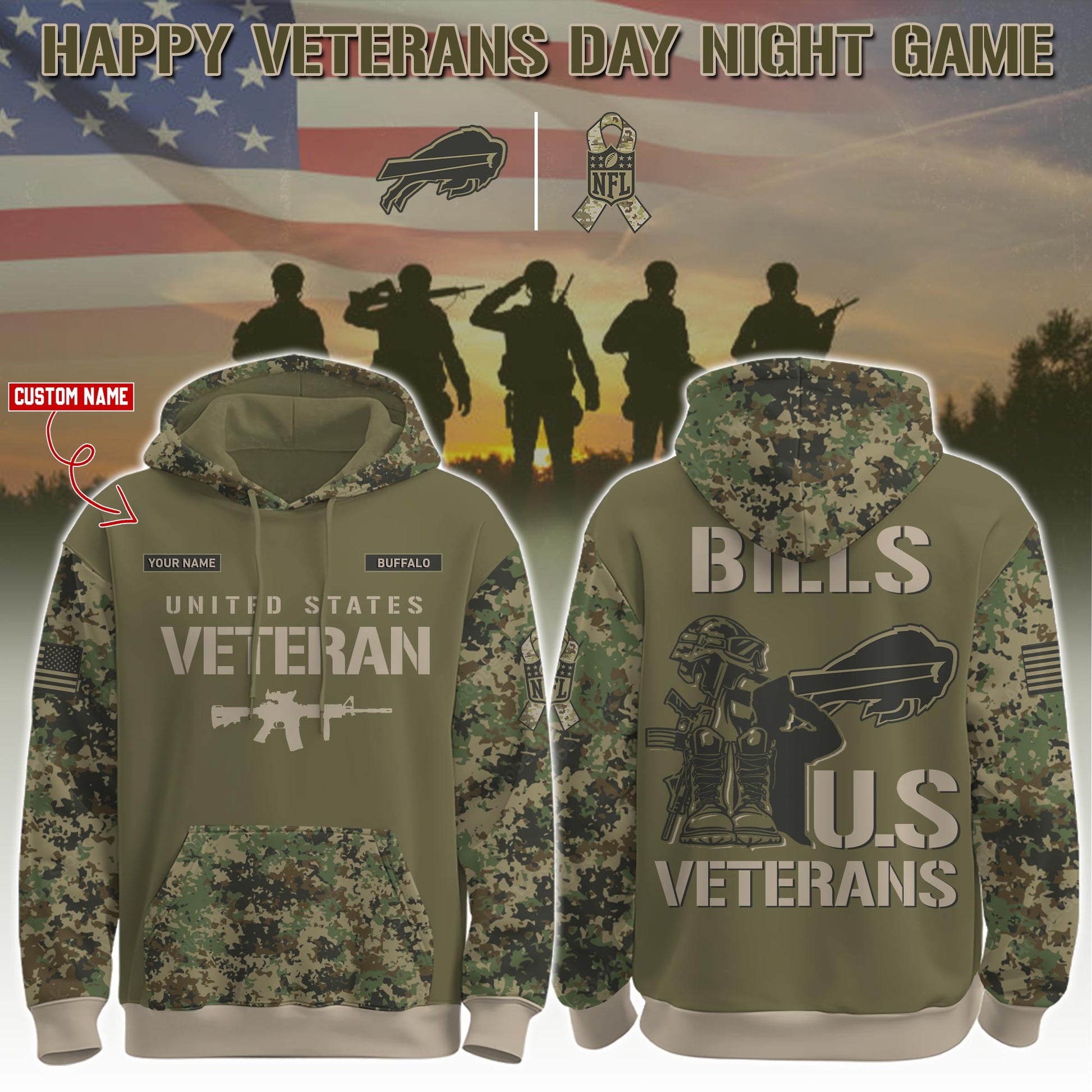 Buffalo Bills - Veteran Day 2025 Hoodie Limited Edions