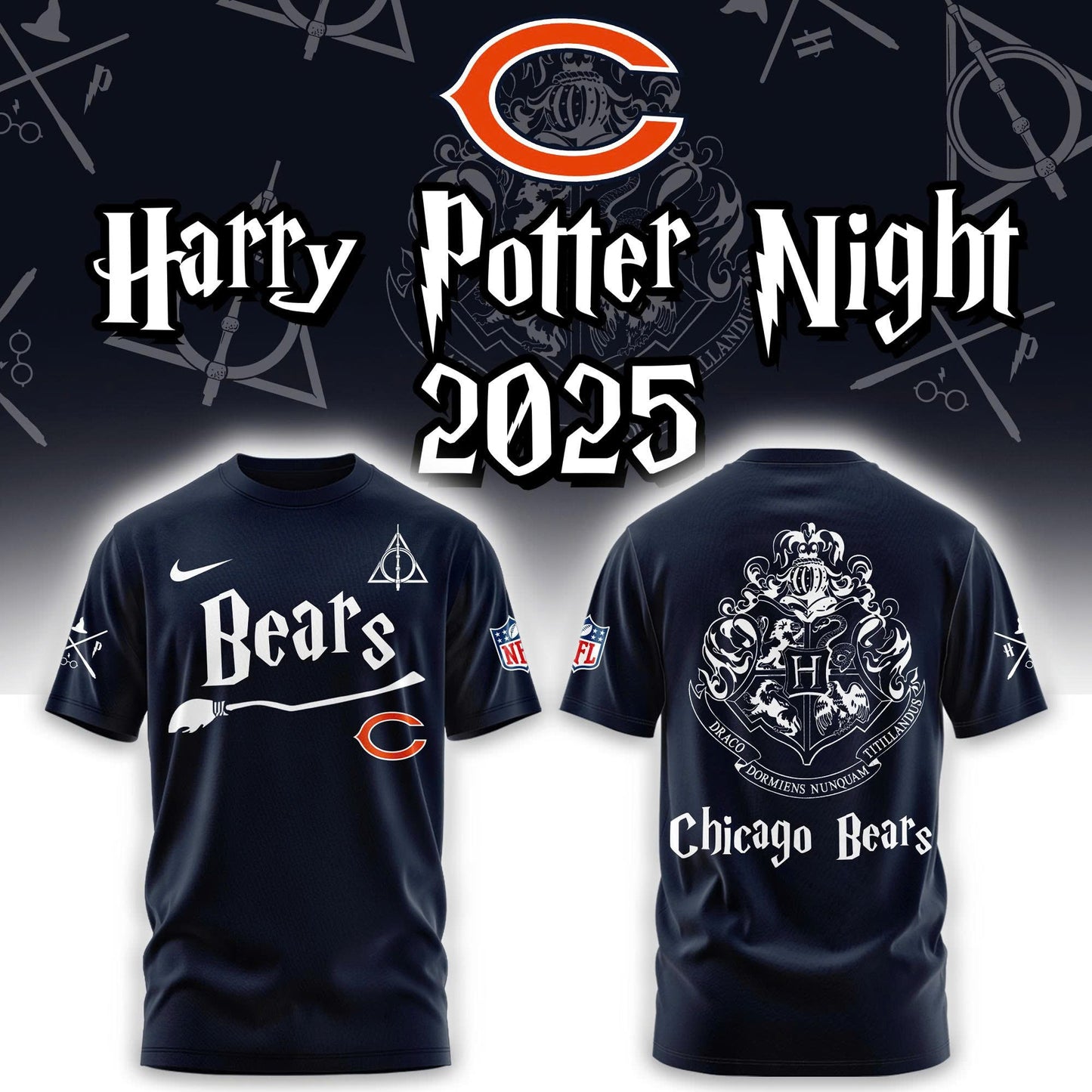Chicago Bears Harry Potter 2025 Combo T-Shirt