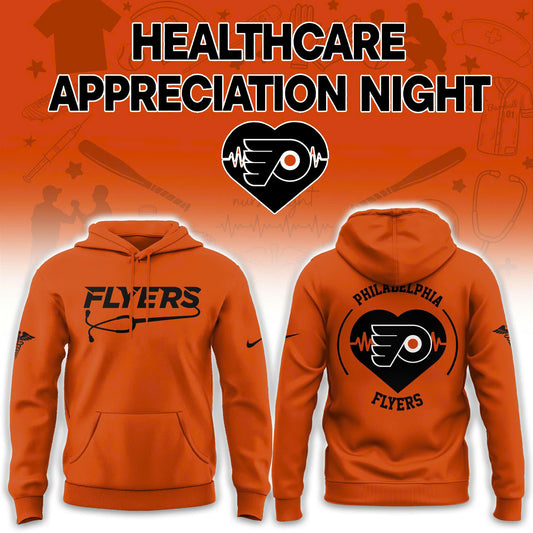 2026 Philadelphia Flyers Healthcare Appreciation Night Limited Edition Hoodie, Jogger And Cap Outfit Orange