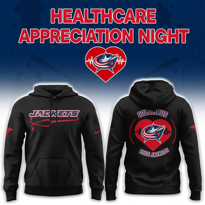 2026 Columbus Blue Jackets Healthcare Appreciation Night Limited Edition Hoodie, Jogger And Cap Outfit Black