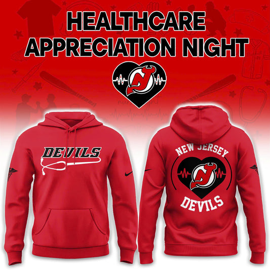 2026 New Jersey Devils Healthcare Appreciation Night Limited Edition Hoodie, Jogger and Cap Outfit Red