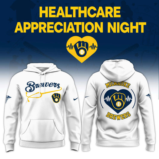2026 Milwaukee Brewers Healthcare Appreciation Night Limited Edition Hoodie Jogger And Cap White Outfit