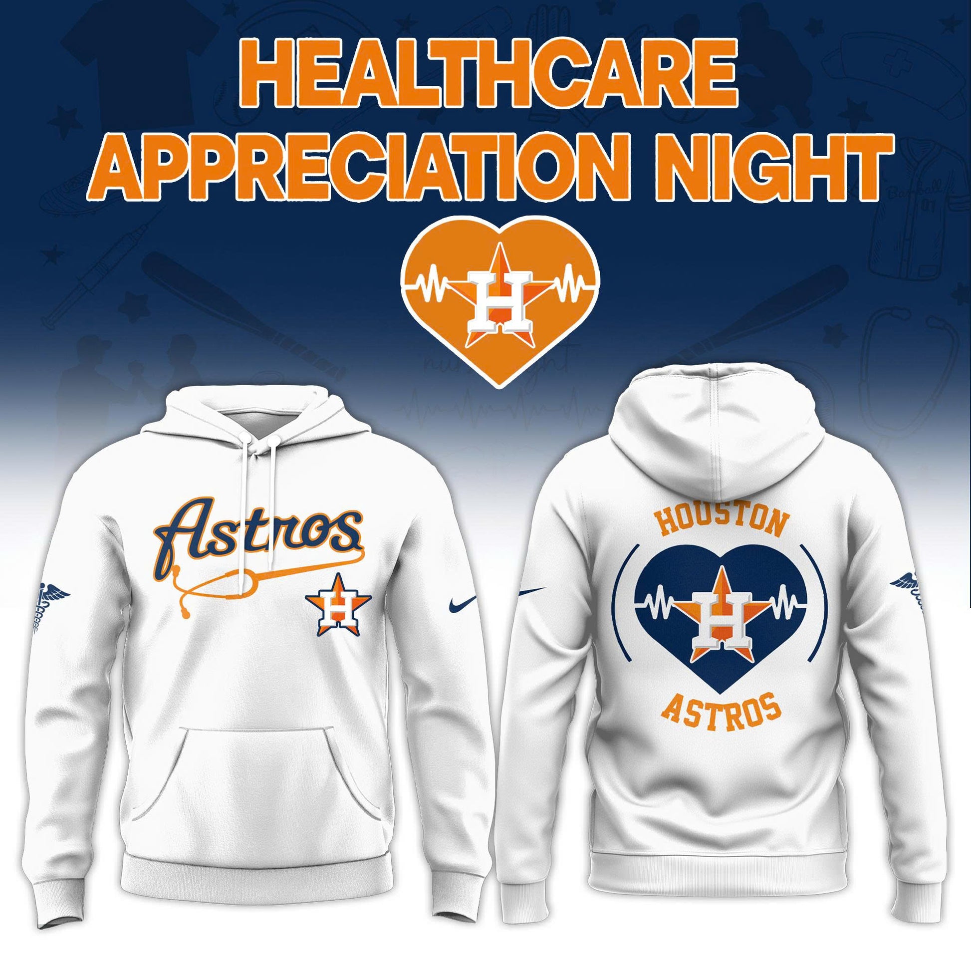 2026 Houston Astros Healthcare Appreciation Night Limited Edition Hoodie Jogger And Cap Outfit White
