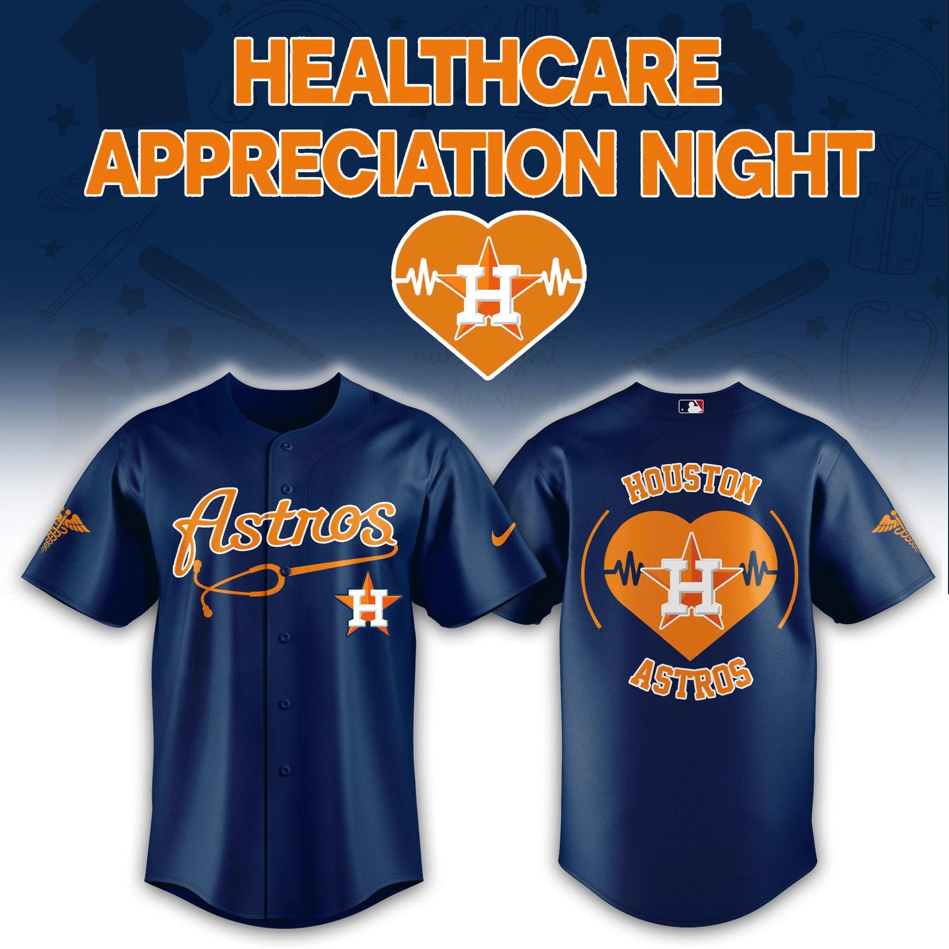 2026 Houston Astros Healthcare Appreciation Night Limited Edition Jersey Jogger And Cap Blue Outfit